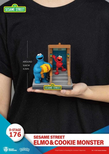 Statuetta in PVC di Elmo e Cookie Monster D-Stage di Sesame Street, 11 cm