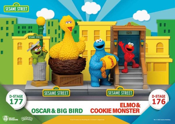 Statuetta in PVC D-Stage di Sesame Street Oscar & Big Bird 12 cm