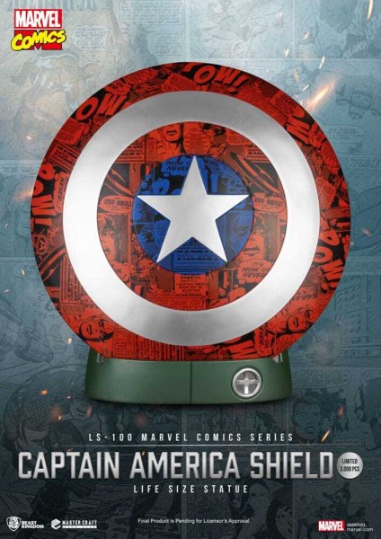Statua a grandezza naturale in PVC dello scudo Capitano America Marvel Comics, 64 cm