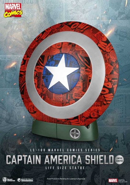 Statua a grandezza naturale in PVC dello scudo Capitano America Marvel Comics, 64 cm