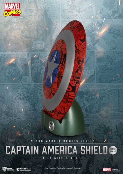 Statua a grandezza naturale in PVC dello scudo Capitano America Marvel Comics, 64 cm