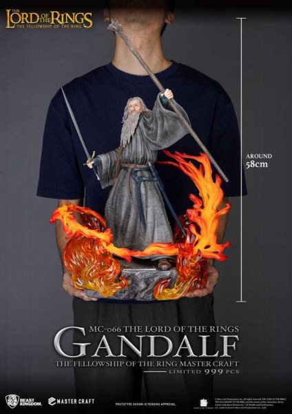 Statua di Gandalf del Signore degli Anelli, 58 cm, realizzata da maestri artigiani.