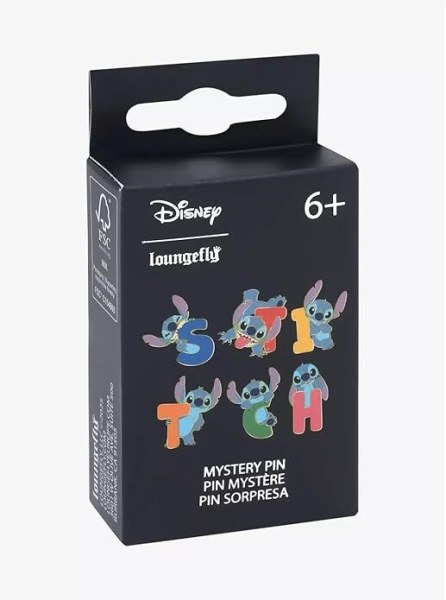 SPILLA MISTERY BOX CON LETTERE E POSE STITCH - DISNEY LOUNGEFLY
