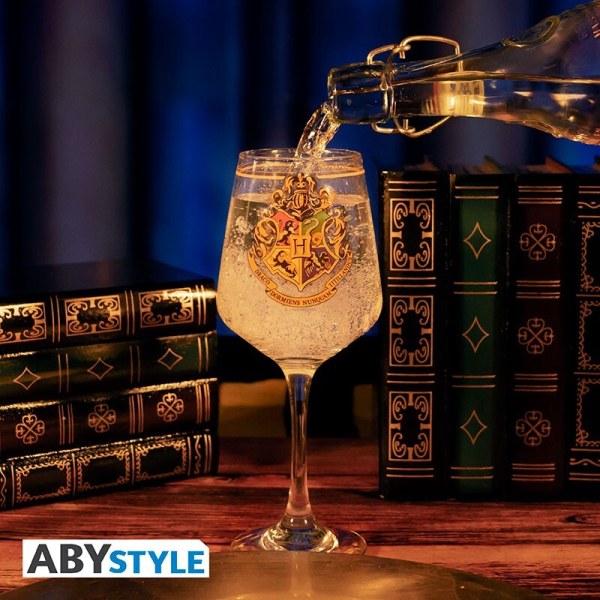 Bicchiere con stelo con l'emblema di Hogwarts - Harry Potter