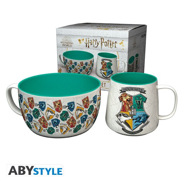 Set per la colazione Tazza + Ciotola Case di Hogwarts - Harry Potter
