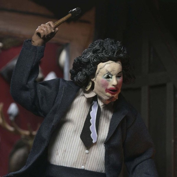 NON APRITE QUELLA PORTA - FIGURA VESTITA DA 8" - FACCIA DI CUOIO CON MASCHERA DA BELLA DONNA IN SCATOLA CON FINESTRA