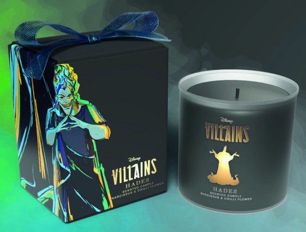 CANDELA IN VETRO DISNEY HADES CON FIORE DI NARCISO E PEPERONCINO