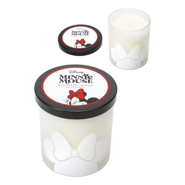 Candela in vetro Disney con coperchio, Paperina, Gelsomino bianco