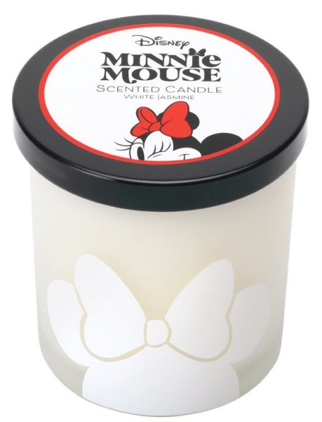 Candela in vetro Disney con coperchio, Paperina, Gelsomino bianco