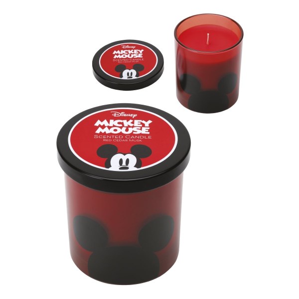 Candela in vetro Disney con coperchio, Topolino, Muschio di cedro rosso