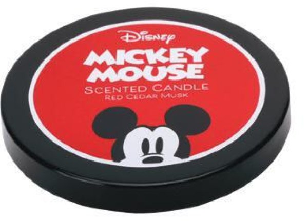 Candela in vetro Disney con coperchio, Topolino, Muschio di cedro rosso