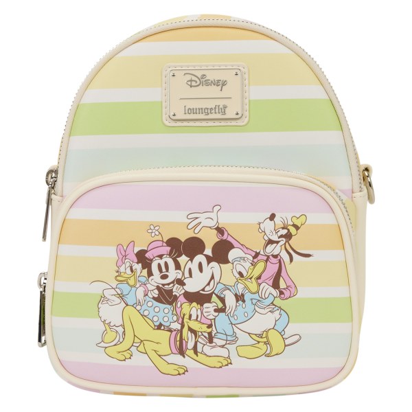 ZAINO MINI CONVERTIBILE BORSA A TRACOLLA A STRISCE ARCOBALENO DI TOPOLINO E I SUIO AMICI - DISNEY LOUNGEFLY