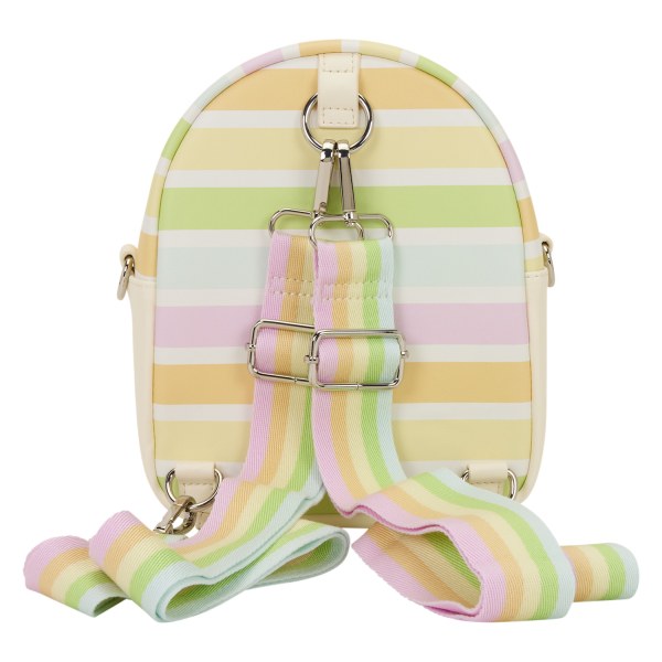 ZAINO MINI CONVERTIBILE BORSA A TRACOLLA A STRISCE ARCOBALENO DI TOPOLINO E I SUIO AMICI - DISNEY LOUNGEFLY