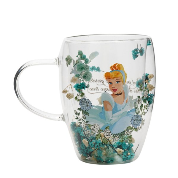 tazza decorativa floreale in vetro con motivo Disney Princess Cenerentola