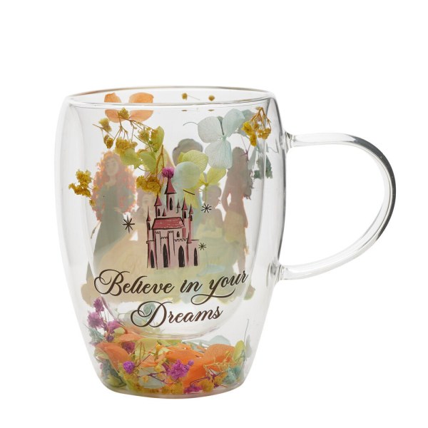 tazza decorativa in vetro con motivo floreale Disney Princess