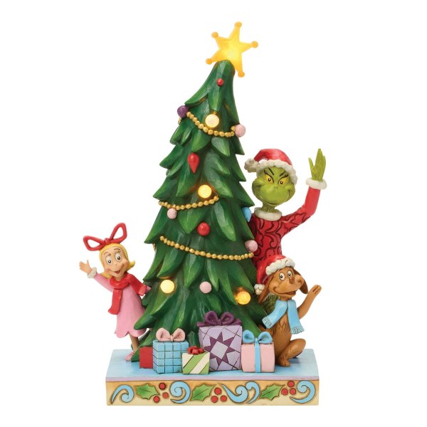 Grinch, Cindy e Max sbirciano dall'albero di Natale - JIM SHORE GRINCH