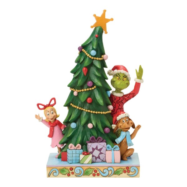 Grinch, Cindy e Max sbirciano dall'albero di Natale - JIM SHORE GRINCH
