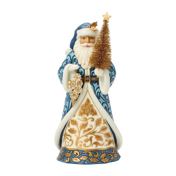 Babbo Natale blu e oro con albero di sisal dorato - Heartwood Creek