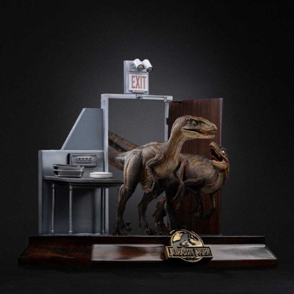 Art Scale Raptors alla porta della cucina 28 cm - Iron Studios Jurassic Park