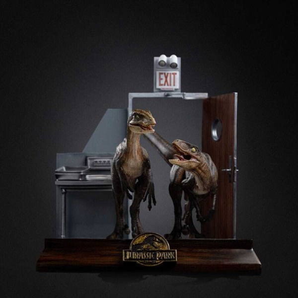 Art Scale Raptors alla porta della cucina 28 cm - Iron Studios Jurassic Park