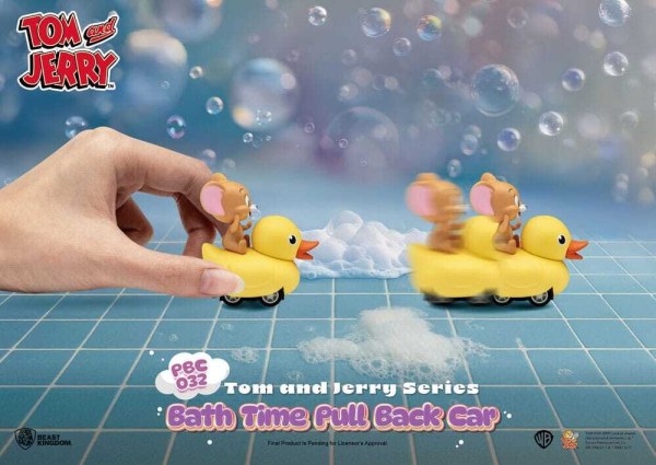 Tom & Jerry Pull Back Car Series - Confezione da 6 macchinine a frizione, confezione cieca per l'ora del bagno