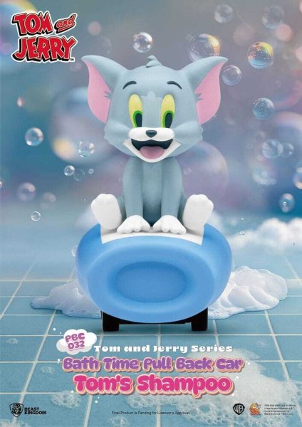 Tom & Jerry Pull Back Car Series - Confezione da 6 macchinine a frizione, confezione cieca per l'ora del bagno