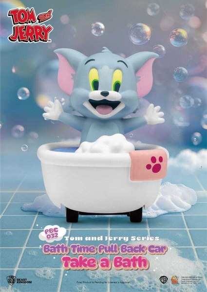 Tom & Jerry Pull Back Car Series - Confezione da 6 macchinine a frizione, confezione cieca per l'ora del bagno
