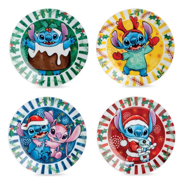 Set misto di 4 piatti da dessert Stitch Natale - Egan Disney Home
