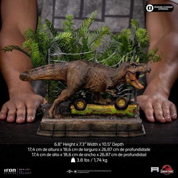 Statuetta Jurassic Park Icons T-Rex Breakout Set A 17 cm