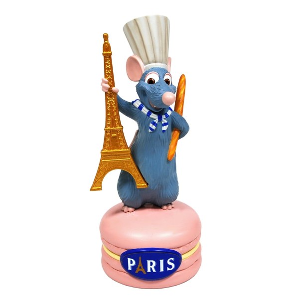 FIGURINA IN RESINA REMY CON BAGUETTE SU MACARON - DISNEY RATATOUILLE