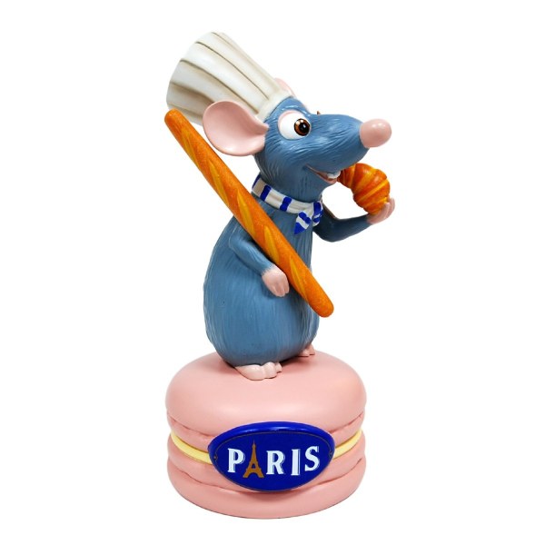 FIGURINA IN RESINA REMY CON CORNETTO SU MACARON - DISNEY RATATOUILLE