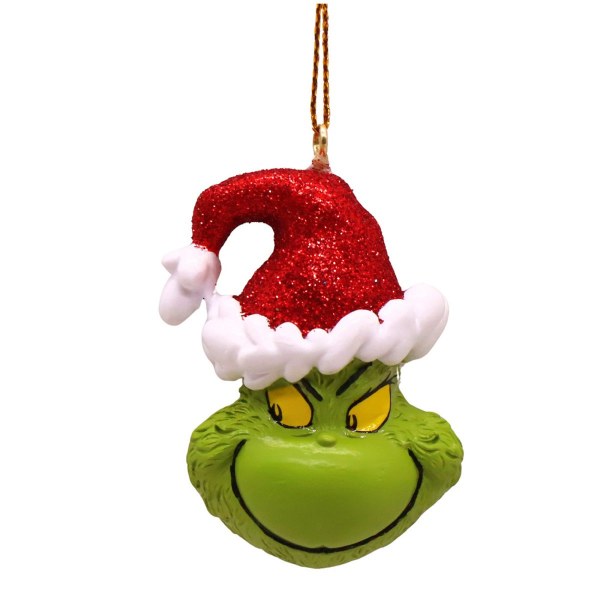 Ornamento 3D The Grinch con berretto natalizio (felice)