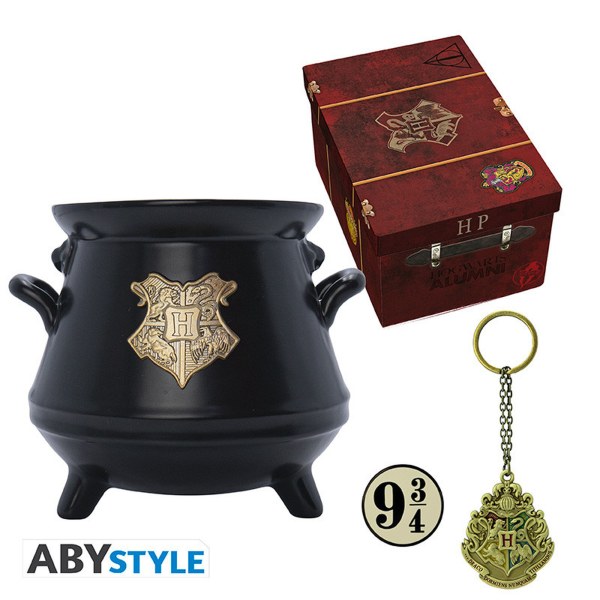 HARRY POTTER - Pack premium Tazza 3D + Portachiavi 3D + Spilla Valigia Hogwarts