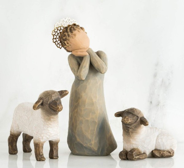 STATUINE WILLOW TREE PASTORELLA E PECORE