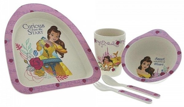 SET PRANZO PRINCIPESSA BELLE IN MATERIALE ORGANICO (BAMBÚ) DISNEY ENCHANTING