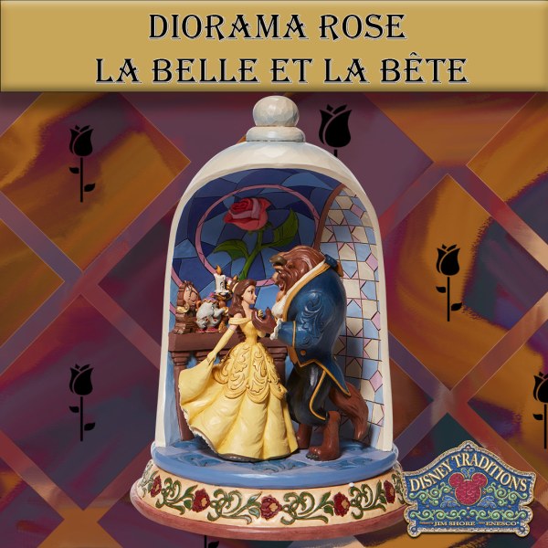 DIORAMA ROSA LA BELLA E LA BESTIA  - DISNEY TRADITIONS