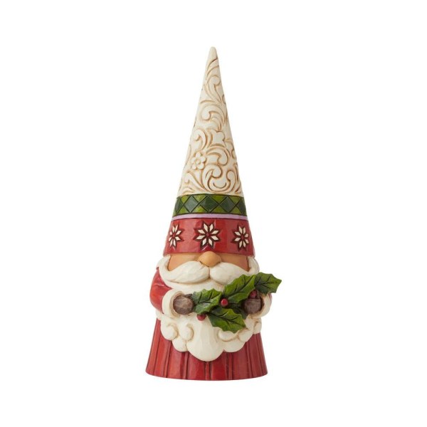 GNOMO DI NATALE CHE TIENE L'AGRIFOGLIO JIM SHORE HEARTWOOD CREEK