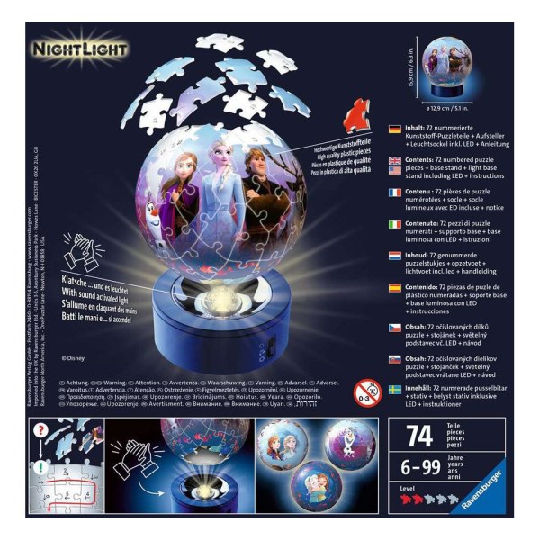 PUZZLE 3D NIGHTLIGHT FROZEN 2 ( 72 PEZZI ) - DISNEY
