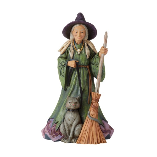 STREGA CON GATTO E SCENA INFESTATA - JIM SHORE HEARTWOOD CREEK