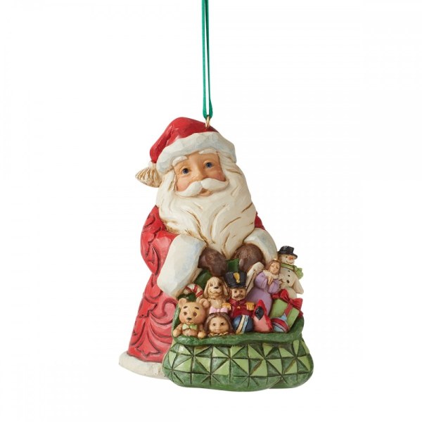 SOSPENSIONE BABBO NATALE CON CAPPUCCIO PER GIOCATTOLI - JIM SHORE HEARTWOOD CREEK