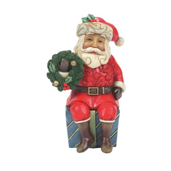 BABBO NATALE SEDUTO SU UN REGALO - JIM SHORE HEARTWOOD CREEK