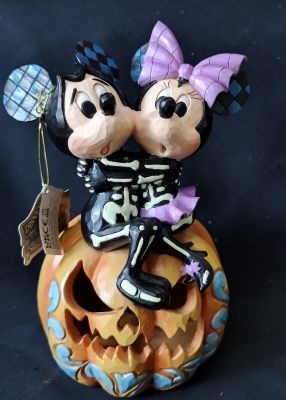 Figura di zucca a LED Topolino e Minnie Scheletri - DISNEY TRADITIONS
